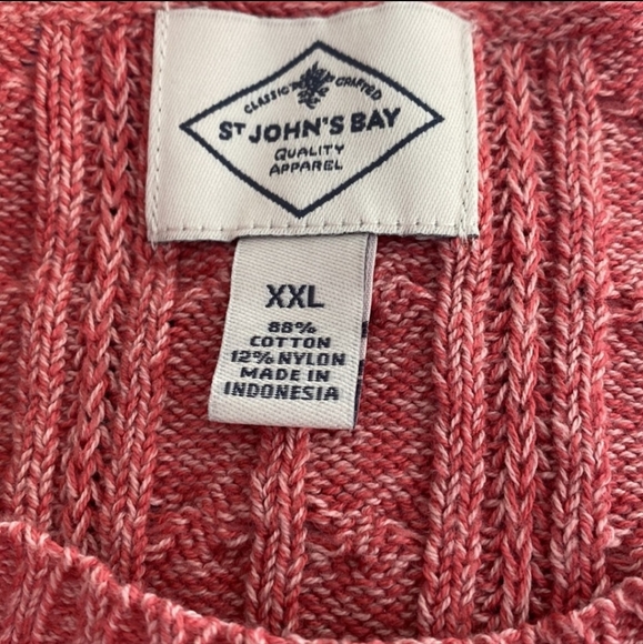 St. Johns Bay Cable Knit Red White Sweater XXL - Picture 9 of 11